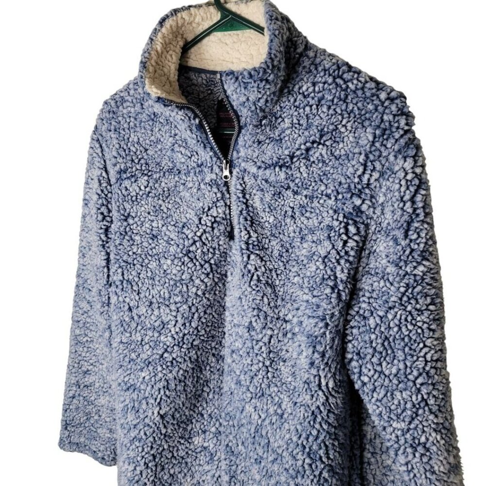 Canyon Creek Sherpa‎ Pullover Sweater Blue Fluffy Soft Womens Large Long Sleeve
